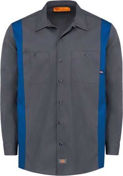 Dickies 5524 Industrial Colorblocked Long Sleeve Shirt - Charcoal/ Royal Blue - HIT a Double - 1