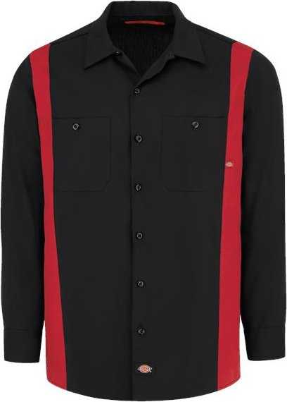 Dickies 5524L Industrial Colorblocked Long Sleeve Shirt - Long Sizes - Black/ English Red - HIT a Double - 1