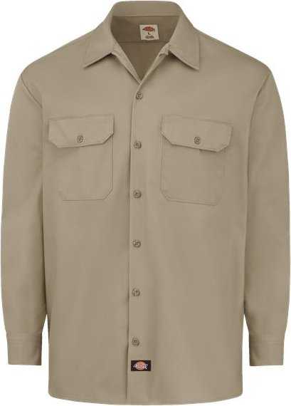 Dickies 5549 Heavyweight Cotton Long Sleeve Shirt - Military Khaki - HIT a Double - 1