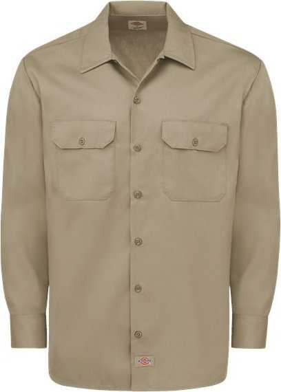 Dickies 5574L Long Sleeve Work Shirt - Long Sizes - Khaki - HIT a Double - 1