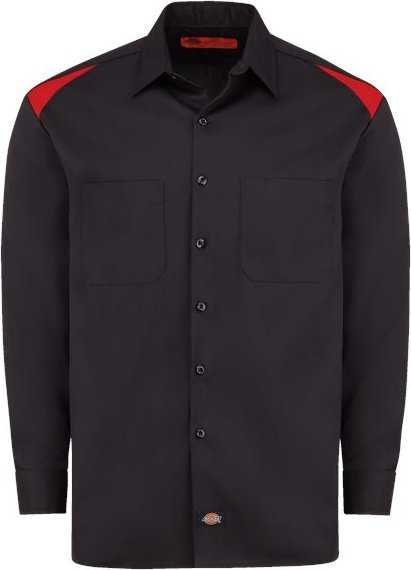 Dickies 6605L Long Sleeve Performance Team Shirt - Long Sizes - Black/ English Red - HIT a Double - 1