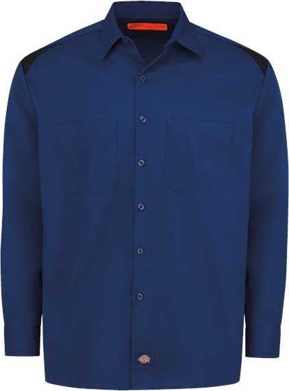 Dickies 6605L Long Sleeve Performance Team Shirt - Long Sizes - Cobalt Blue/ Black - HIT a Double - 1