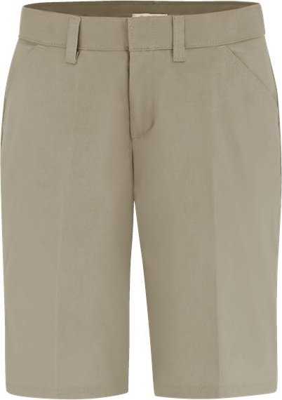 Dickies FR22 Women&#39;s Flat Front Shorts - Desert Sand - HIT a Double - 1