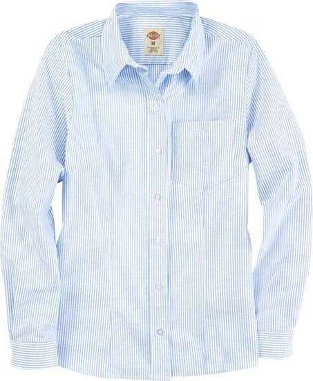 Dickies L254 Women's Oxford Long Sleeve Shirt - Blue/ White Stripe - HIT a Double - 1