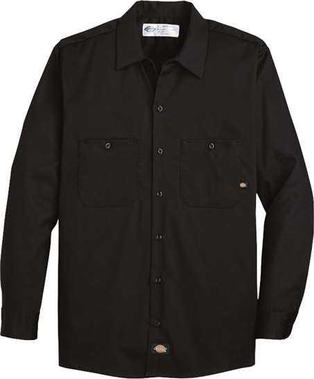 Dickies L307L Industrial Cotton Long Sleeve Work Shirt - Long Sizes - Black - HIT a Double - 1