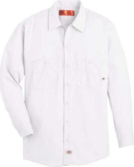 Dickies L535L Industrial Long Sleeve Work Shirt - Long Sizes - White - HIT a Double - 1