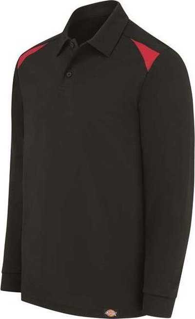 Dickies LL66 Team Performance Long Sleeve Shirt - Black/ English Red - HIT a Double - 2