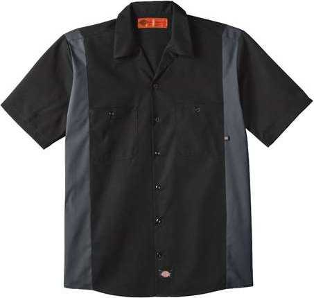 Dickies LS524 Industrial Colorblocked Short Sleeve Shirt - Black/ Dark Charcoal - HIT a Double - 1