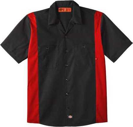 Dickies LS524 Industrial Colorblocked Short Sleeve Shirt - Black/ English Red - HIT a Double - 1