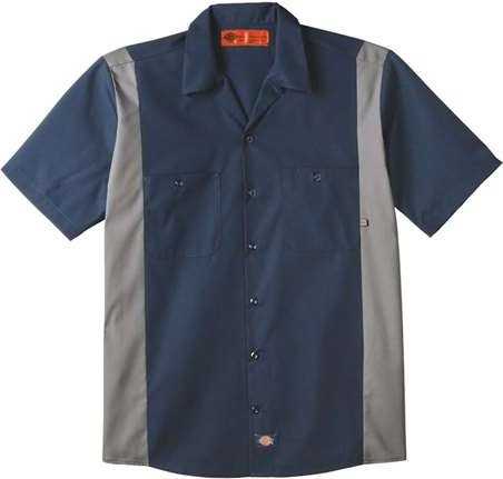 Dickies LS524L Industrial Colorblocked Short Sleeve Shirt - Long Sizes - Dark Navy/ Smoke - HIT a Double - 1
