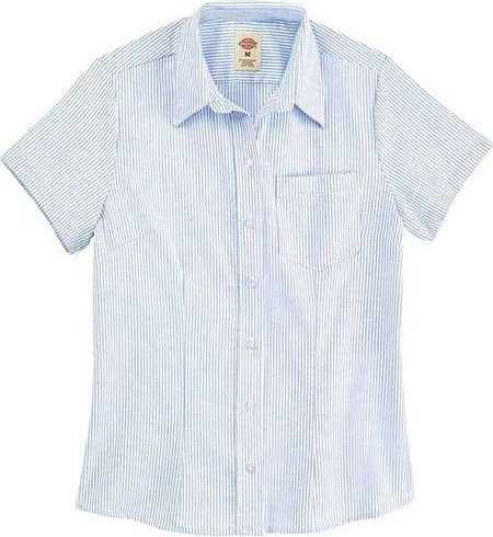 Dickies S254 Women's Short Sleeve Stretch Oxford Shirt - Blue/ White Stripe - HIT a Double - 1