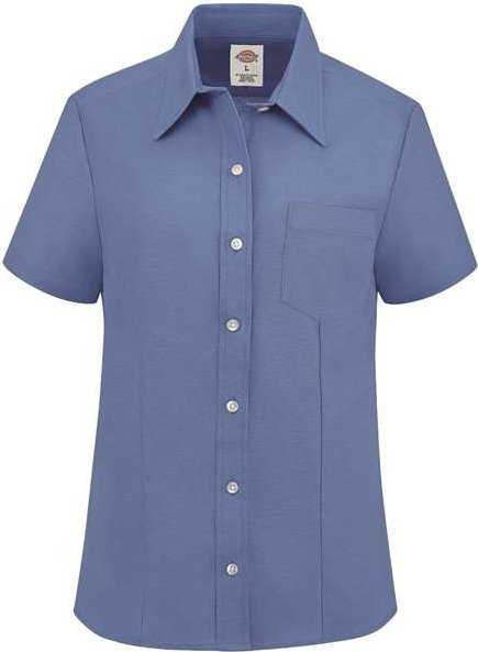 Dickies S254 Women's Short Sleeve Stretch Oxford Shirt - French Blue - HIT a Double - 1