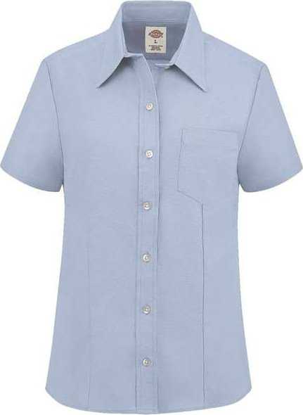 Dickies S254 Women's Short Sleeve Stretch Oxford Shirt - Light Blue - HIT a Double - 1
