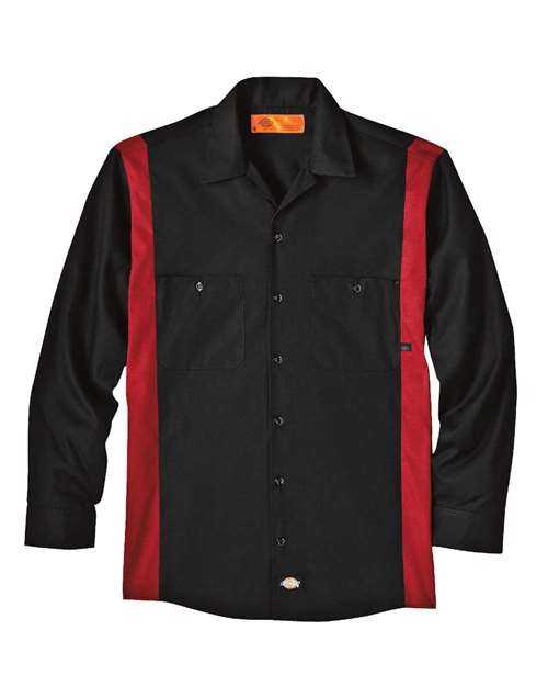 Dickies 5524 Industrial Colorblocked Long Sleeve Shirt - Black English Red - HIT a Double