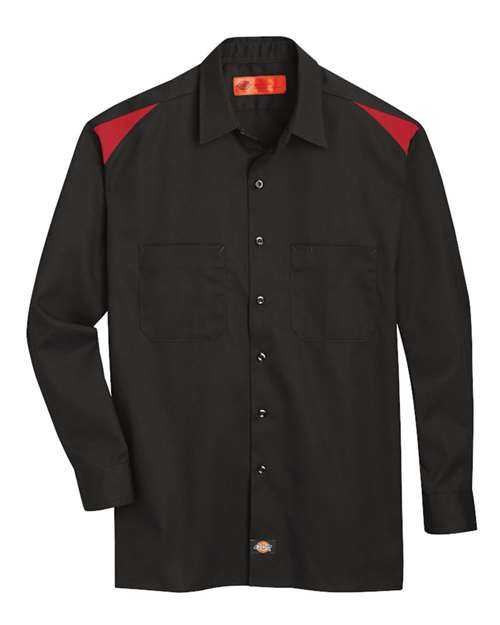 Dickies 6605 Long Sleeve Performance Team Shirt - Black English Red - HIT a Double