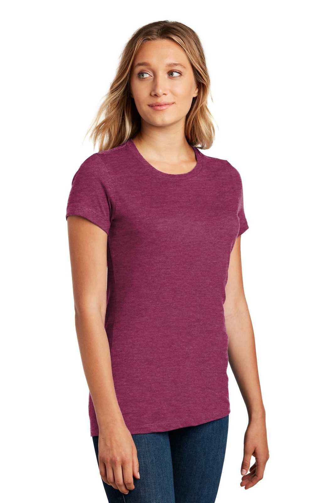District DM104L Women&#39;s Perfect Weighttee - Heathered Loganberry - HIT a Double - 4