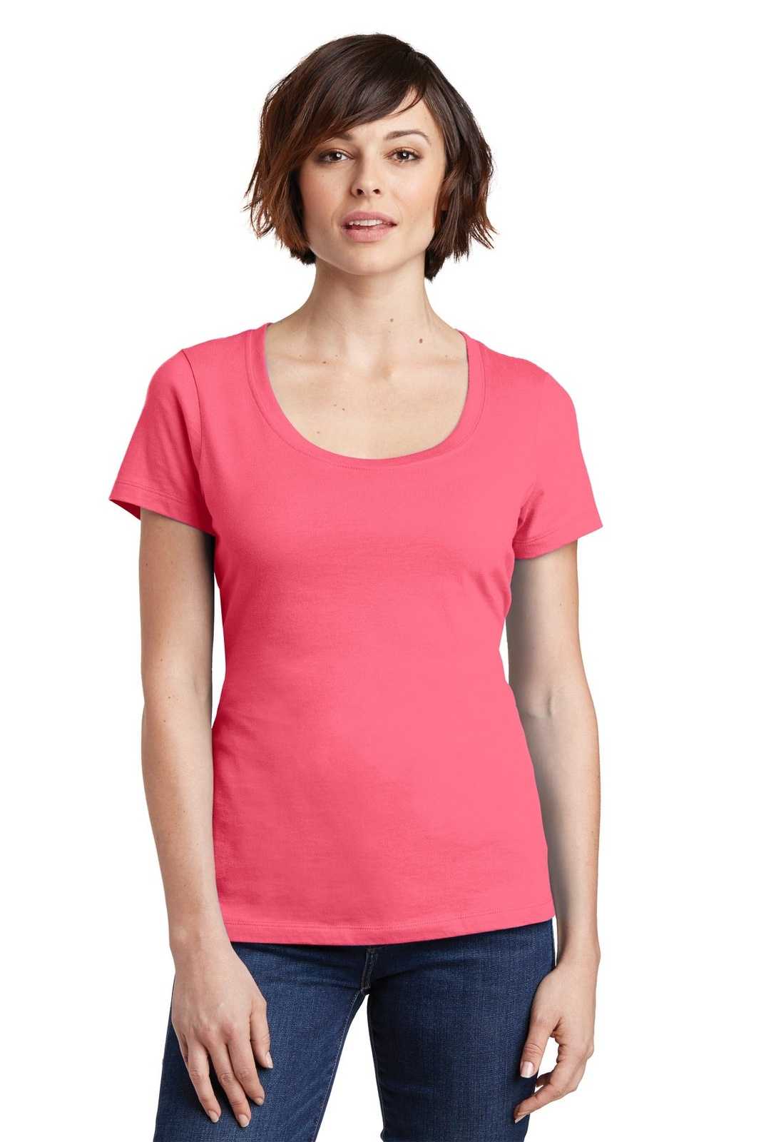 District DM106L Women's Perfect Weight Scoop Tee - Coral - HIT a Double - 1
