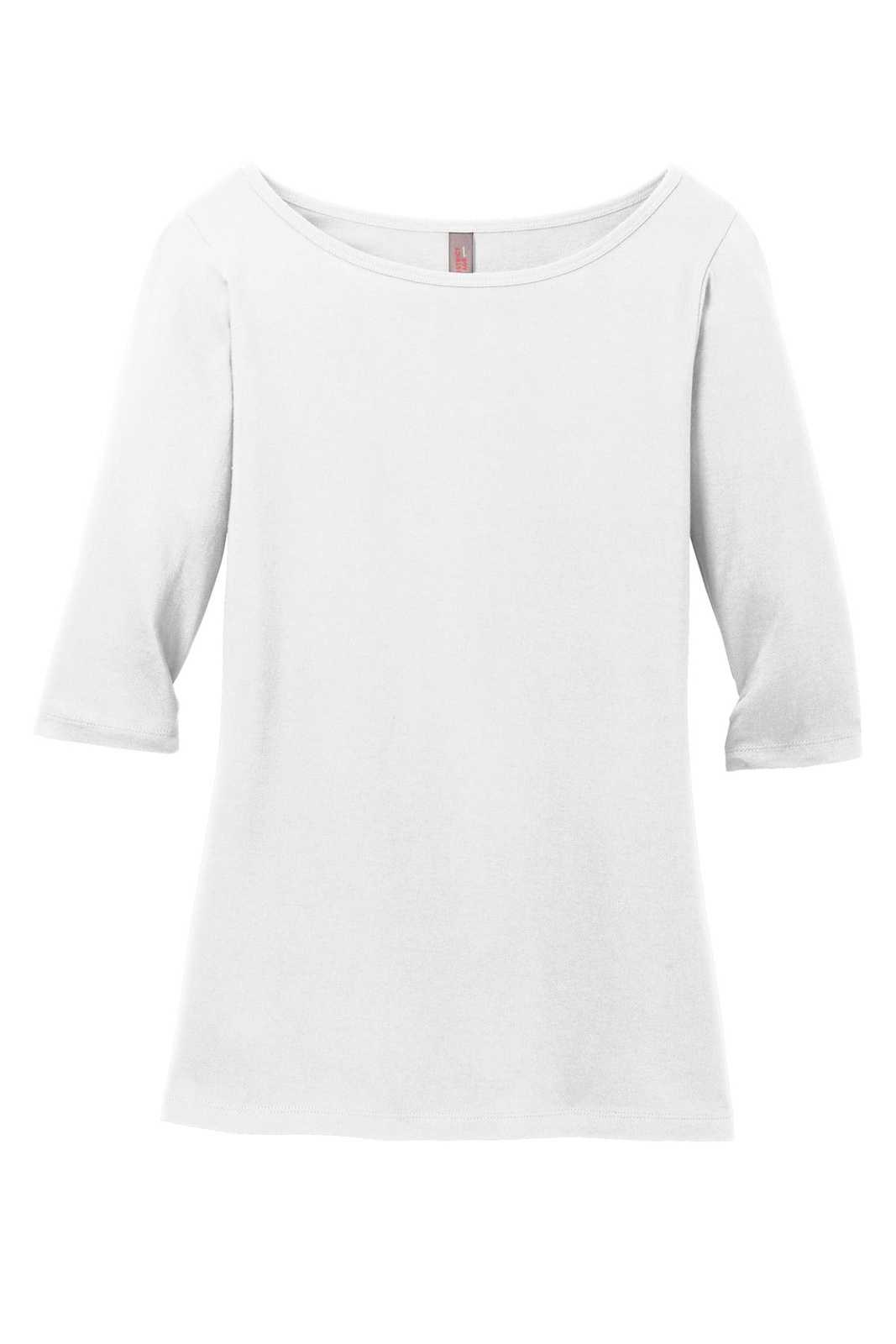 District DM107L Women&#39;s Perfect Weight 3/4-Sleeve Tee - Bright White - HIT a Double - 5