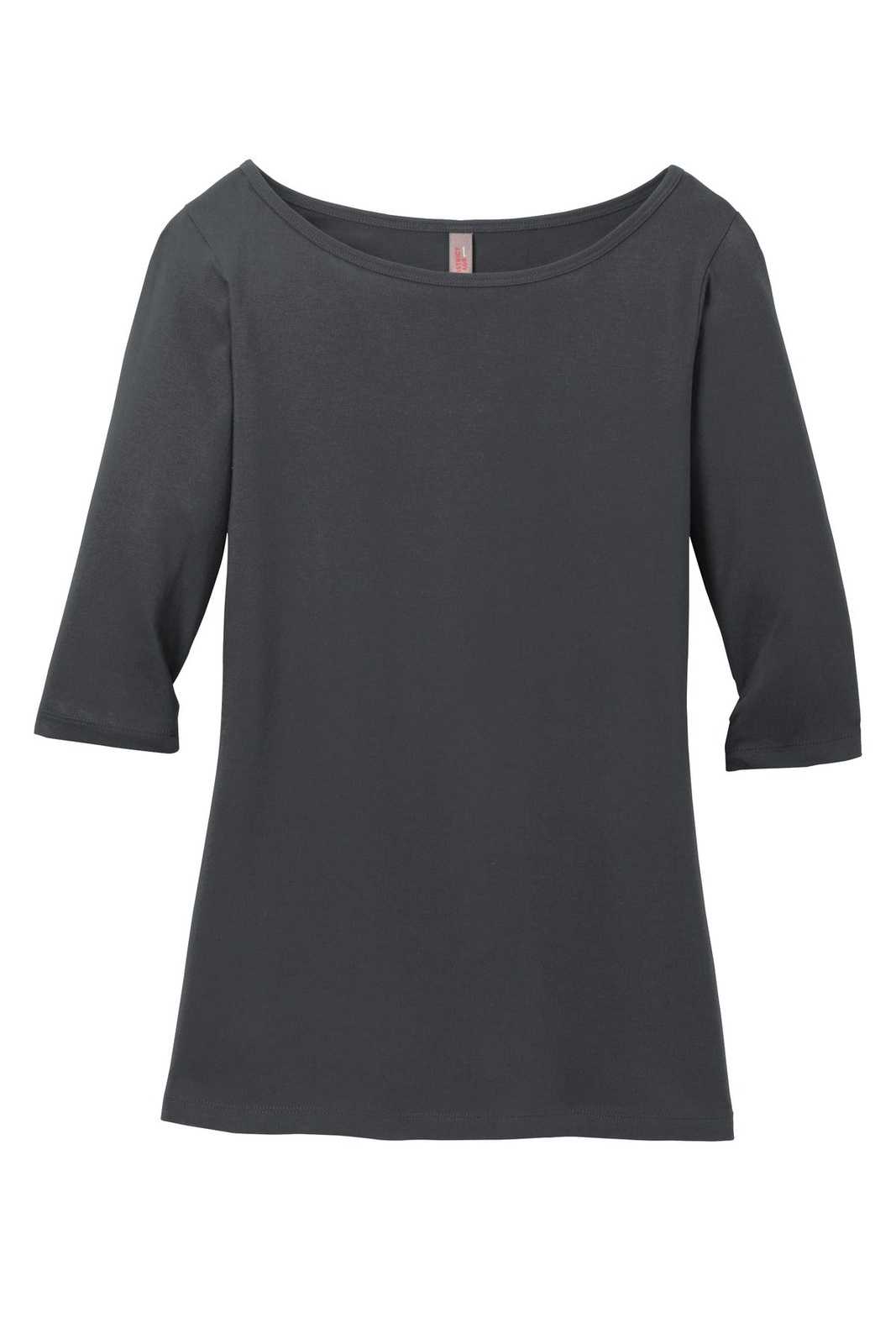 District DM107L Women&#39;s Perfect Weight 3/4-Sleeve Tee - Charcoal - HIT a Double - 5