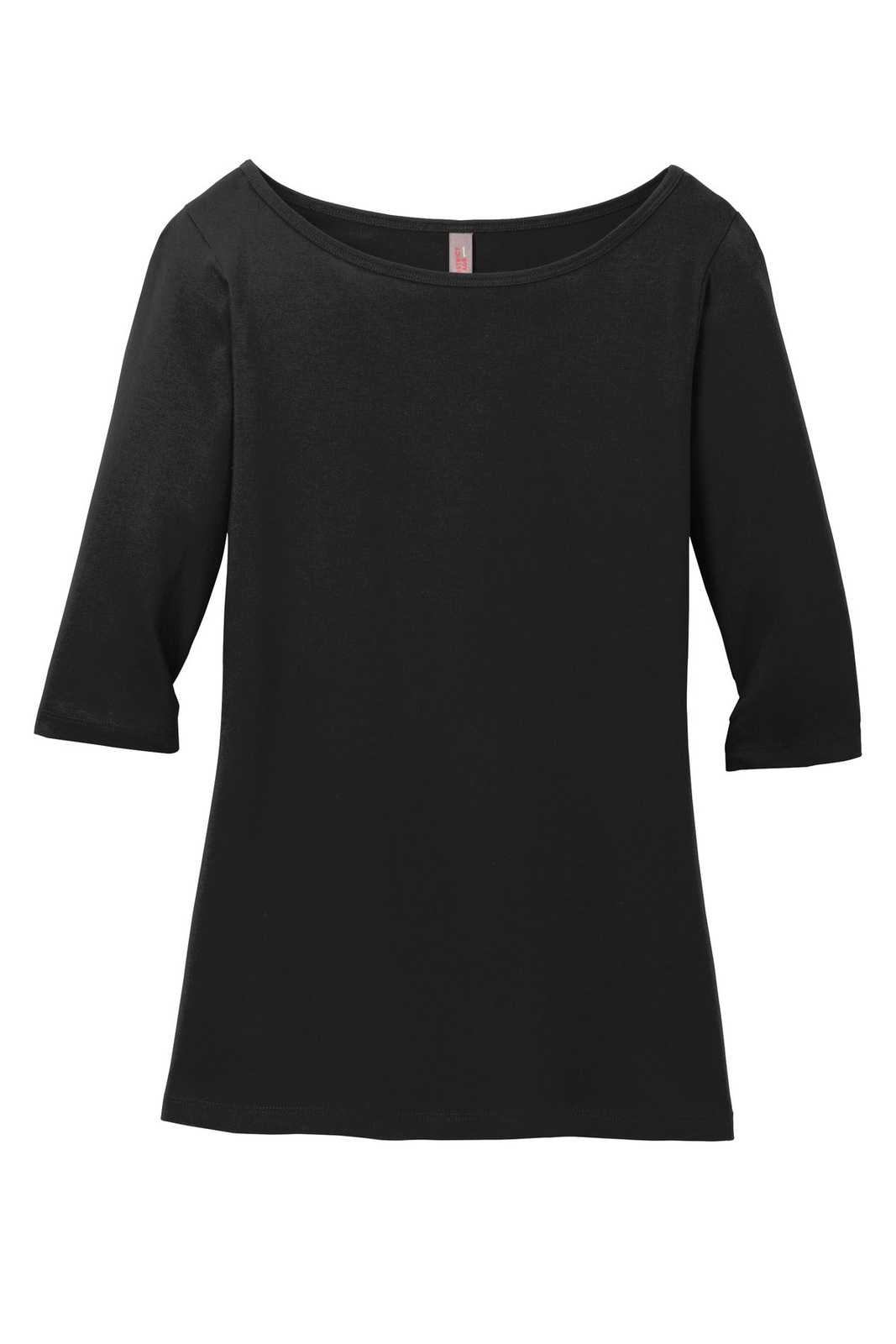 District DM107L Women&#39;s Perfect Weight 3/4-Sleeve Tee - Jet Black - HIT a Double - 5