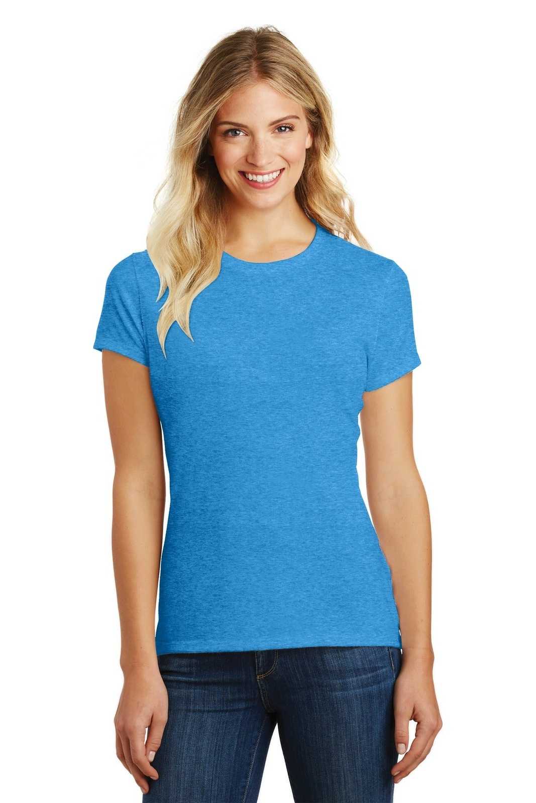 District DM108L Women&#39;s Perfect Blend Tee - Heathered Bright Turquoise - HIT a Double - 1