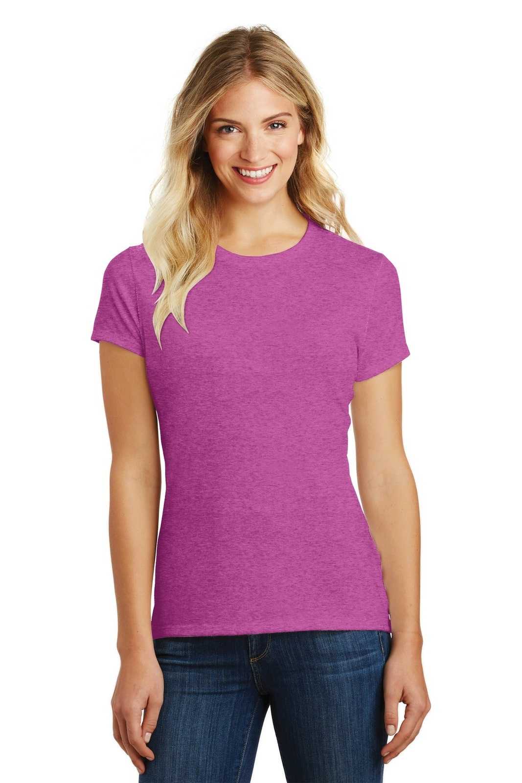 District DM108L Women's Perfect Blend Tee - Heathered Pink Raspberry - HIT a Double - 1