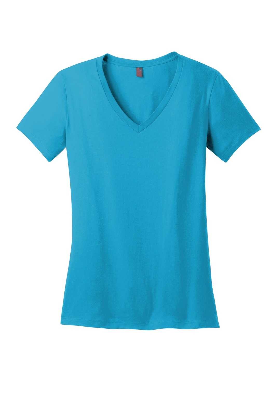 District DM1170L Women&#39;s Perfect Weight V-Neck Tee - Bright Turquoise - HIT a Double - 5