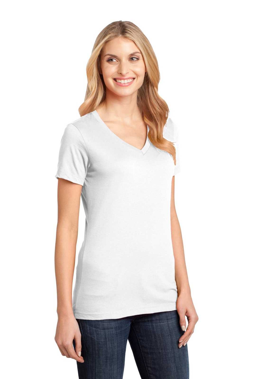 District DM1170L Women&#39;s Perfect Weight V-Neck Tee - Bright White - HIT a Double - 4