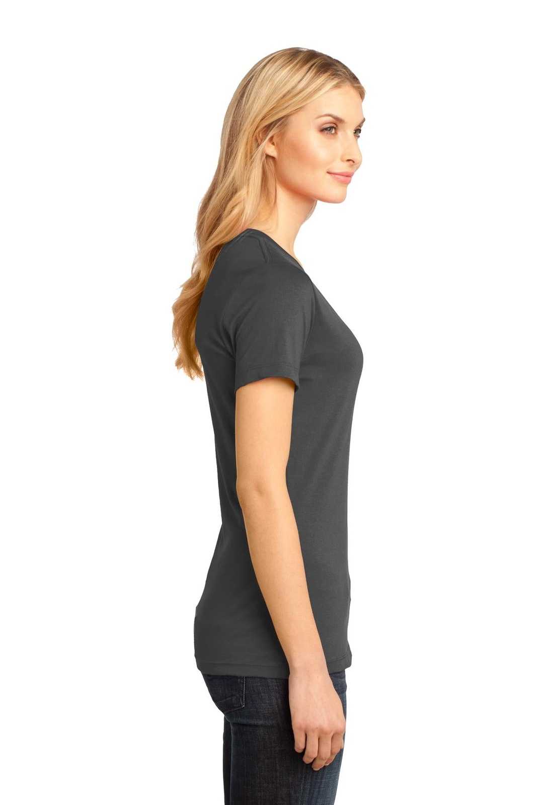 District DM1170L Women&#39;s Perfect Weight V-Neck Tee - Charcoal - HIT a Double - 3