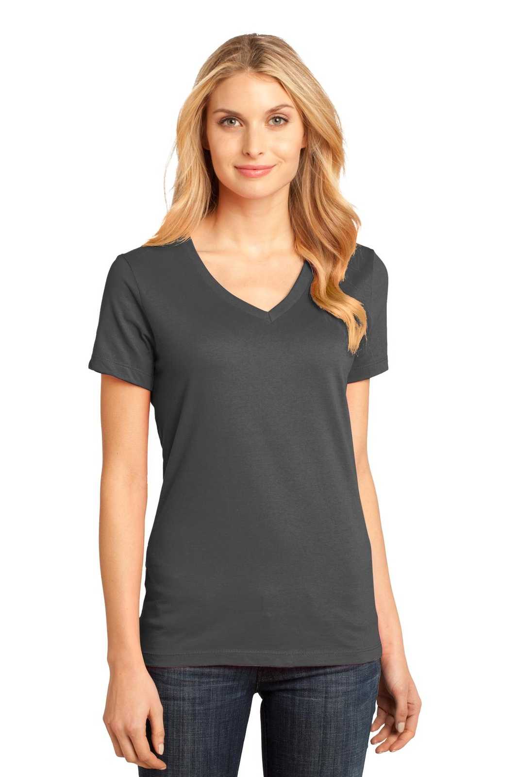 District DM1170L Women&#39;s Perfect Weight V-Neck Tee - Charcoal - HIT a Double - 1