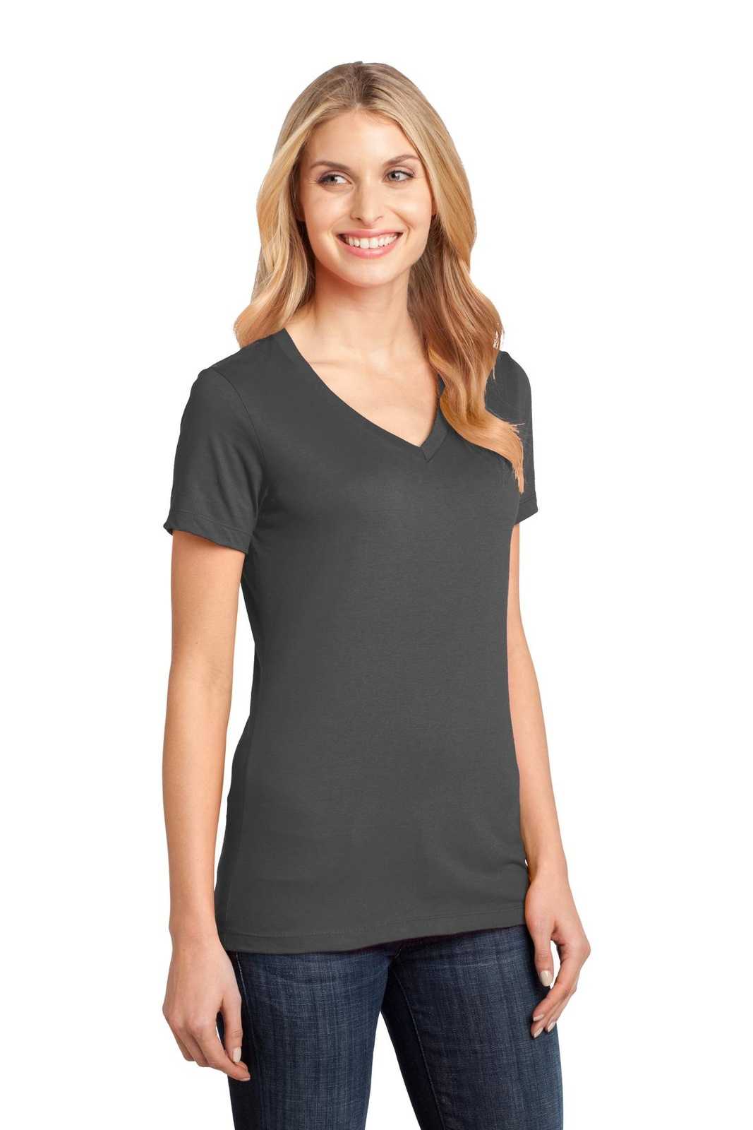 District DM1170L Women&#39;s Perfect Weight V-Neck Tee - Charcoal - HIT a Double - 4