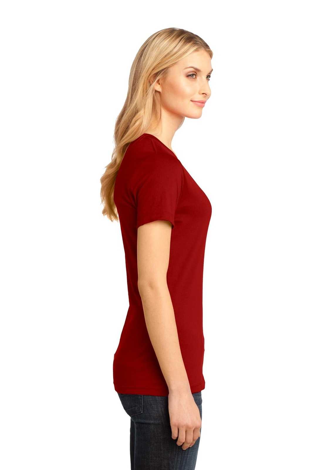 District DM1170L Women&#39;s Perfect Weight V-Neck Tee - Classic Red - HIT a Double - 3
