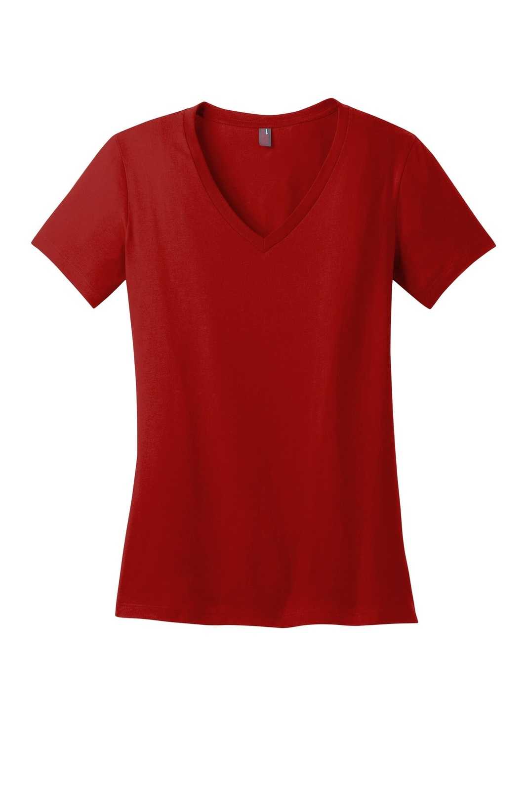 District DM1170L Women&#39;s Perfect Weight V-Neck Tee - Classic Red - HIT a Double - 5