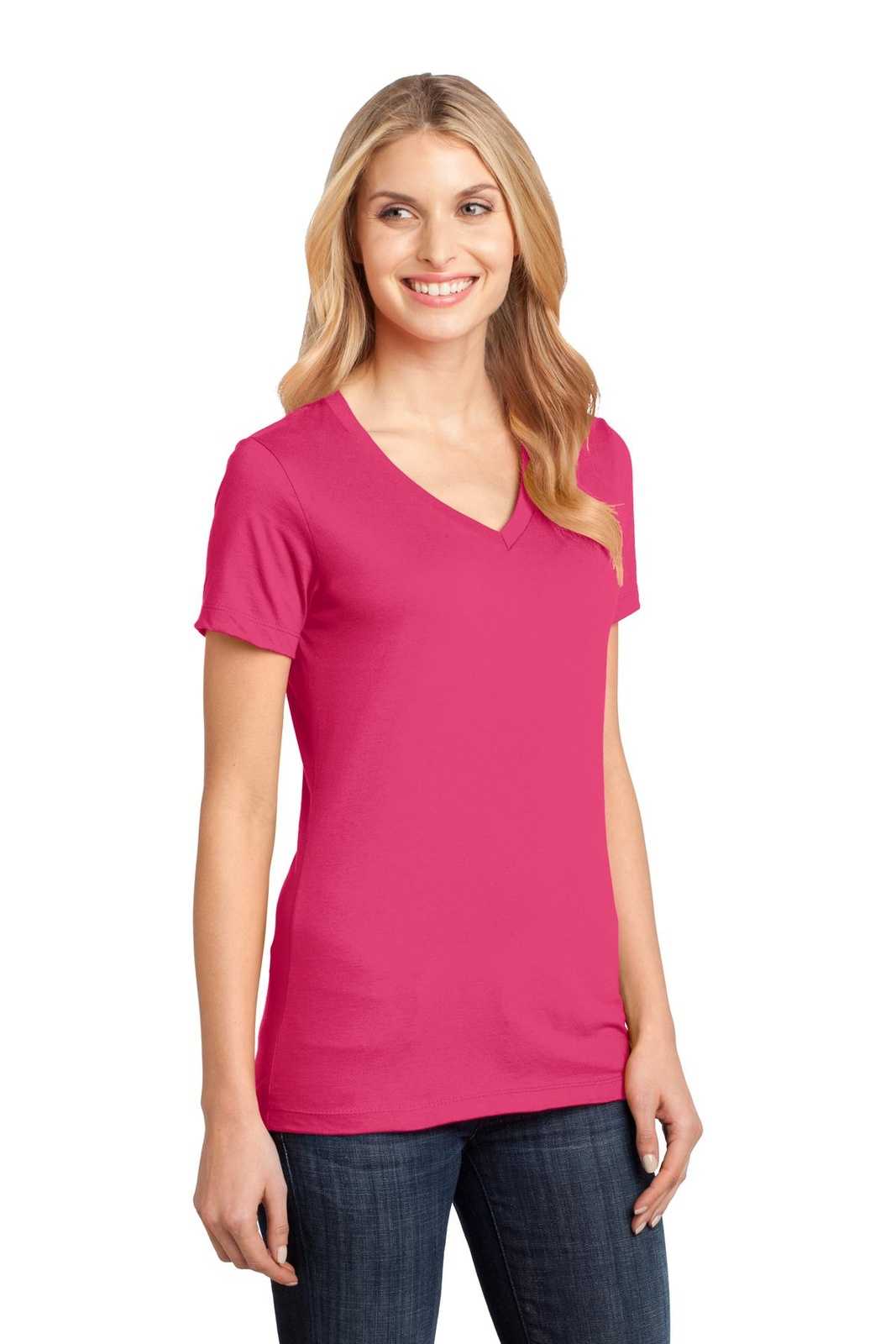 District DM1170L Women&#39;s Perfect Weight V-Neck Tee - Dark Fuchsia - HIT a Double - 4