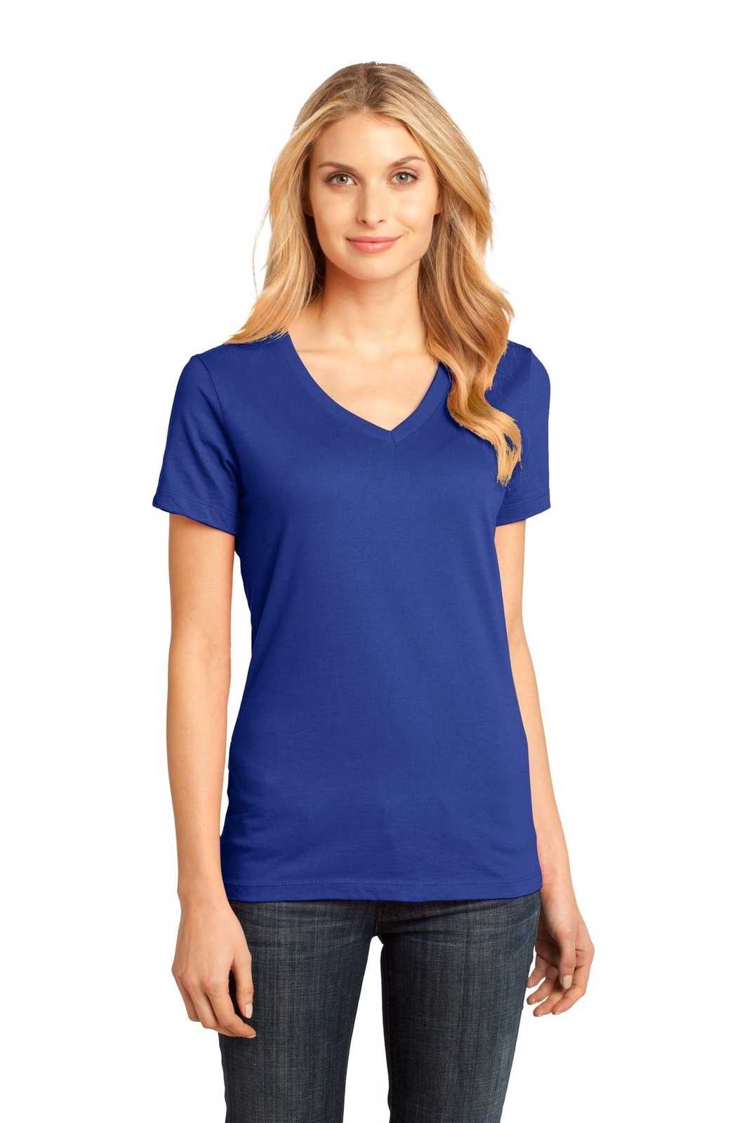 District DM1170L Women&#39;s Perfect Weight V-Neck Tee - Deep Royal - HIT a Double - 1