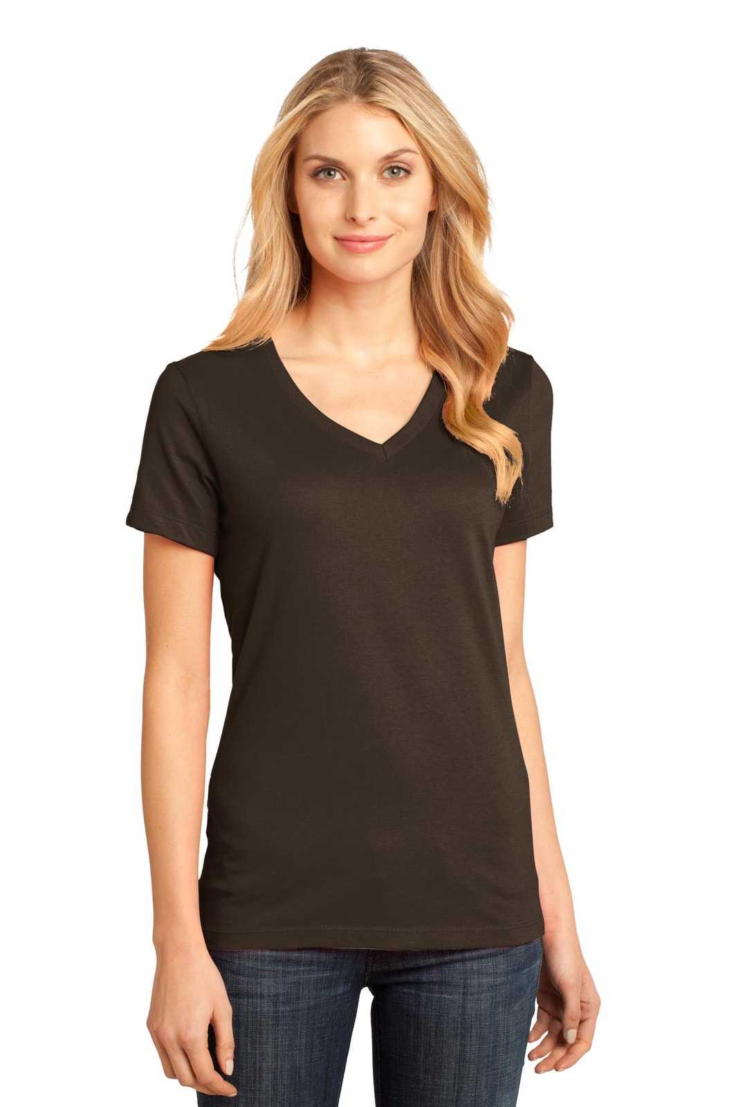 District DM1170L Women's Perfect Weight V-Neck Tee - Espresso - HIT a Double - 1