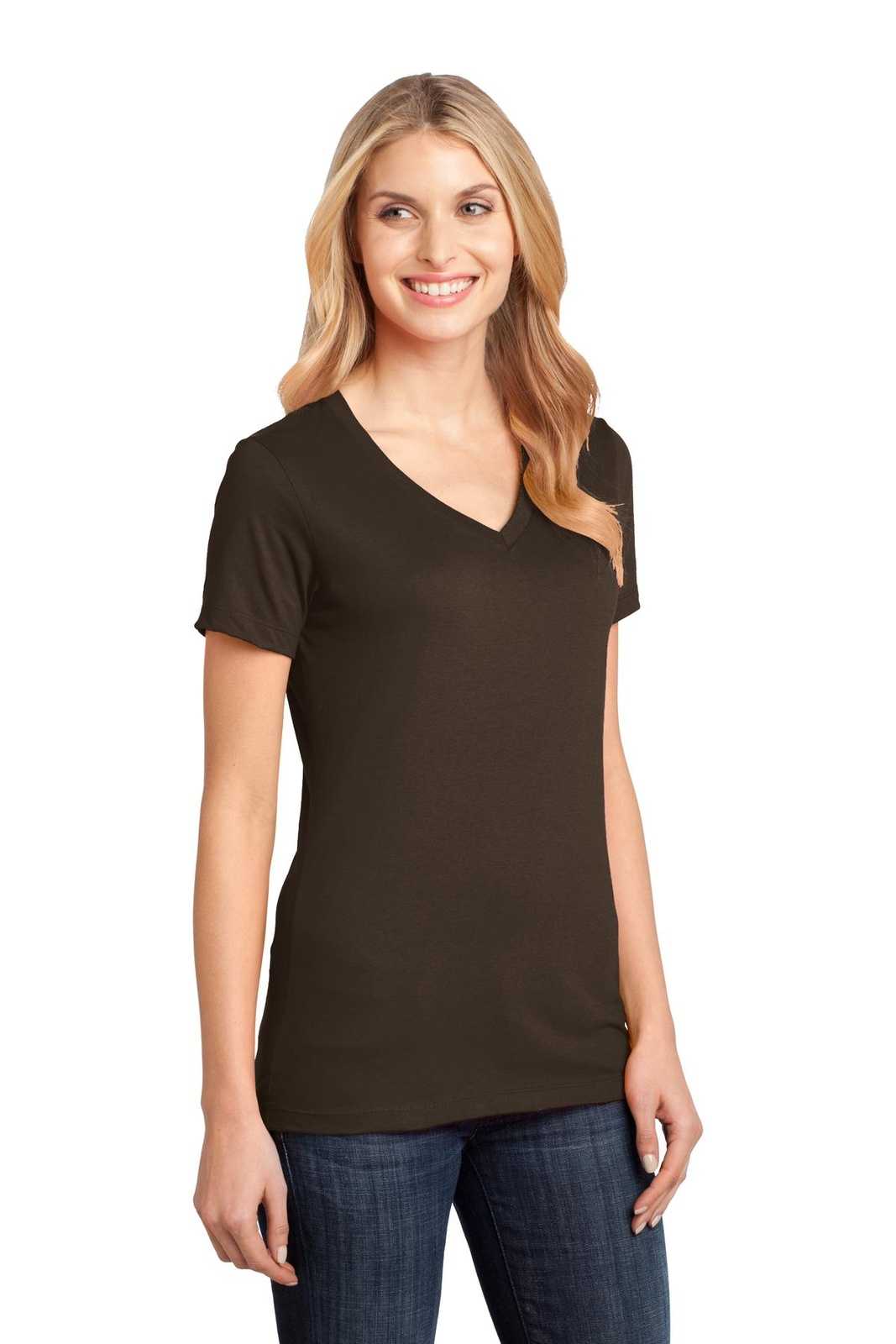 District DM1170L Women&#39;s Perfect Weight V-Neck Tee - Espresso - HIT a Double - 4