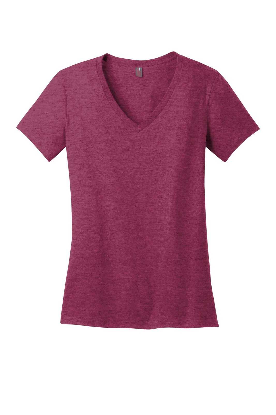 District DM1170L Women&#39;s Perfect Weight V-Neck Tee - Heathered Loganberry - HIT a Double - 5
