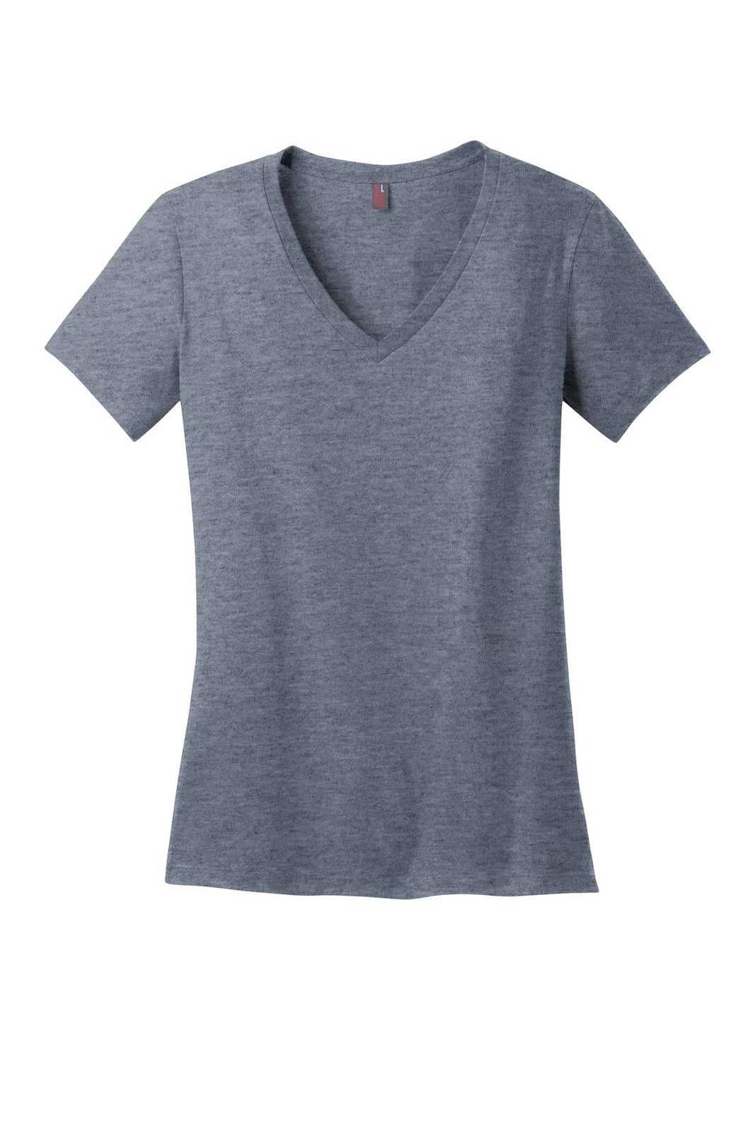 District DM1170L Women&#39;s Perfect Weight V-Neck Tee - Heathered Navy - HIT a Double - 5