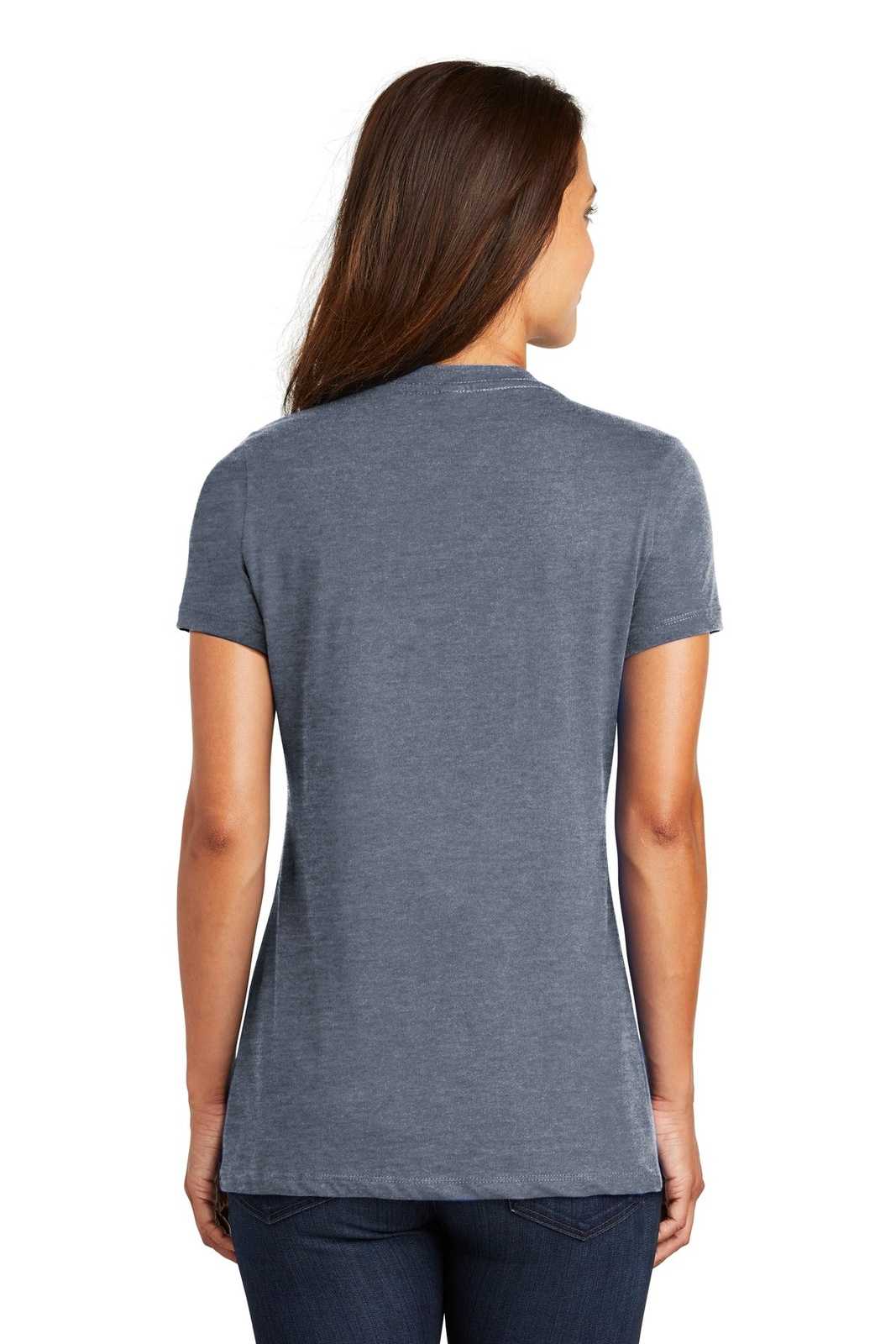 District DM1170L Women's Perfect Weight V-Neck Tee - Heathered Navy - HIT a Double - 1