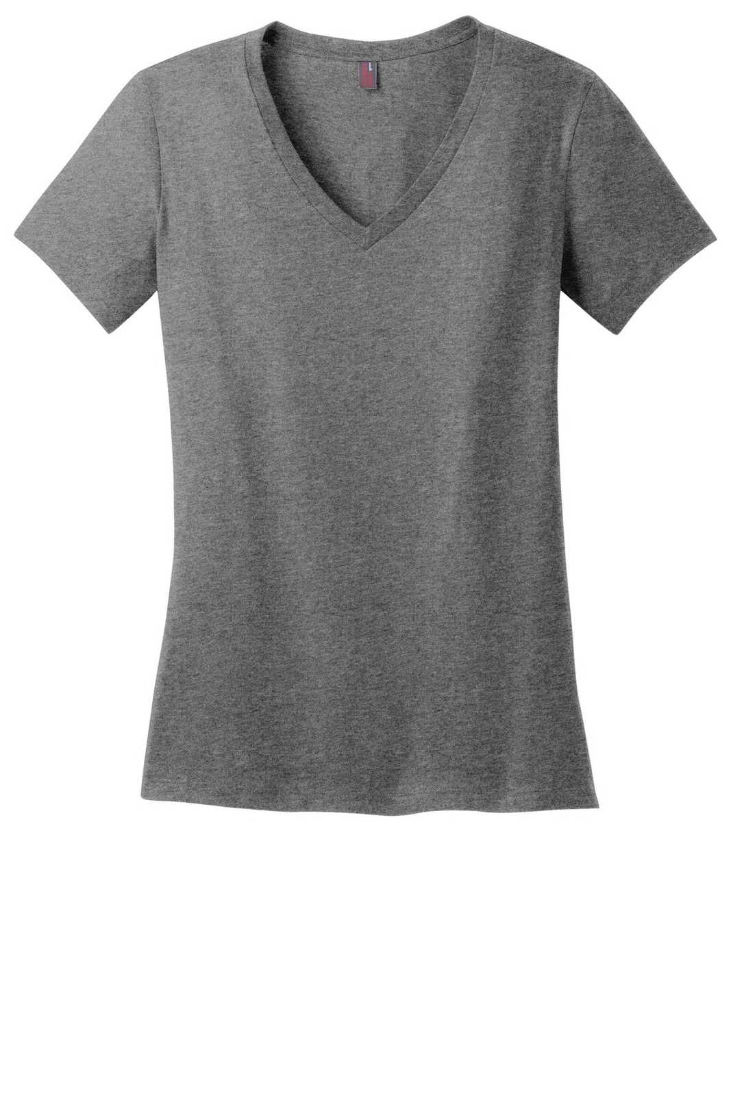District DM1170L Women&#39;s Perfect Weight V-Neck Tee - Heathered Nickel - HIT a Double - 5