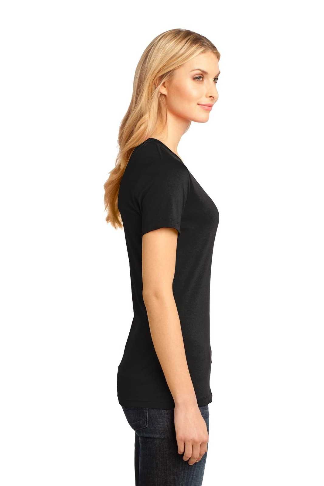 District DM1170L Women&#39;s Perfect Weight V-Neck Tee - Jet Black - HIT a Double - 3