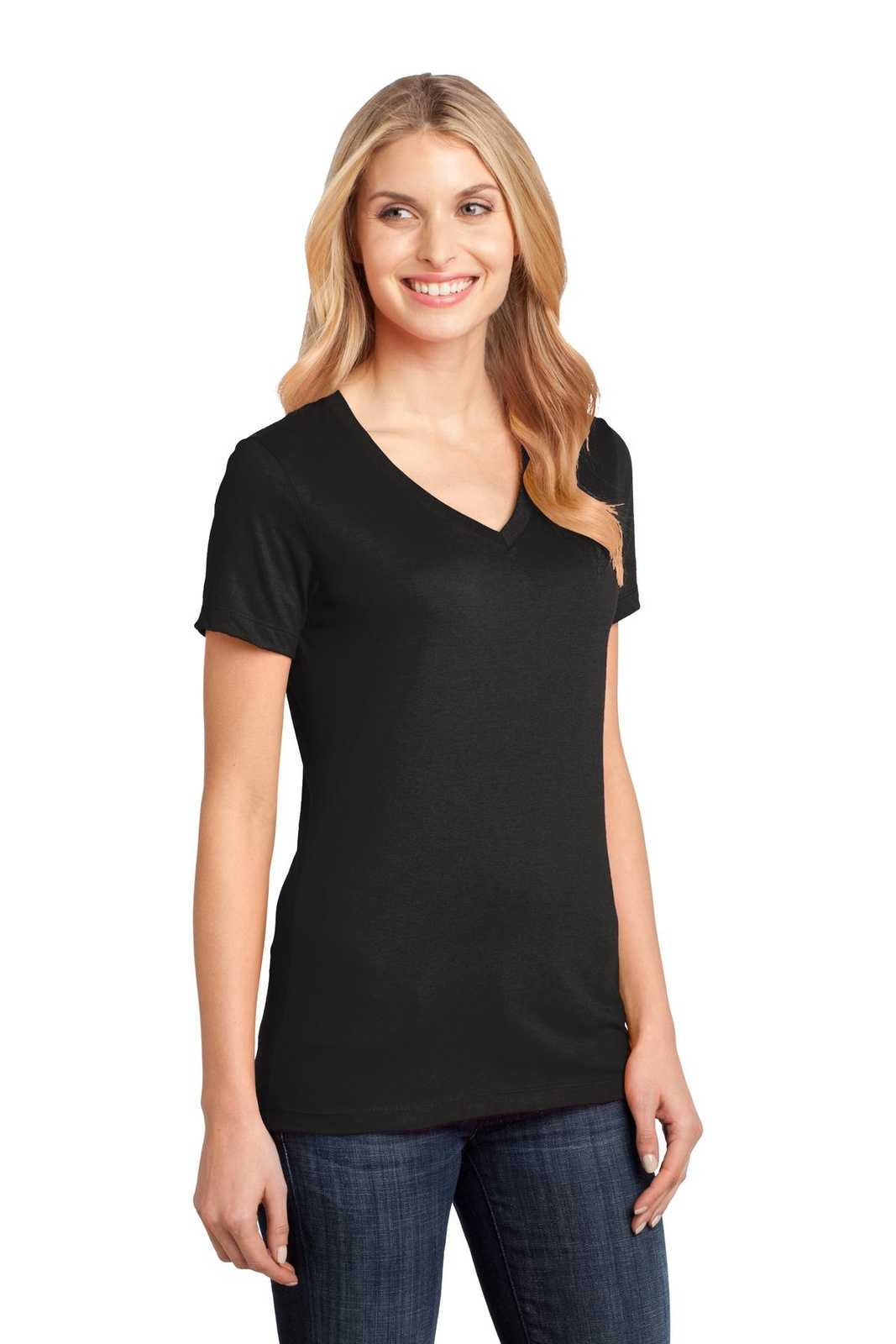 District DM1170L Women&#39;s Perfect Weight V-Neck Tee - Jet Black - HIT a Double - 4
