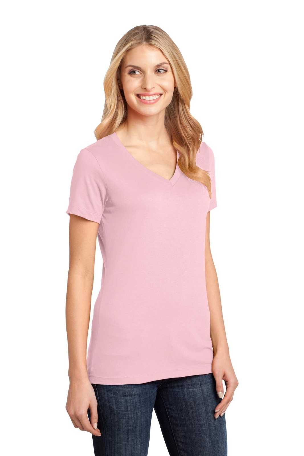District DM1170L Women&#39;s Perfect Weight V-Neck Tee - Light Pink - HIT a Double - 4