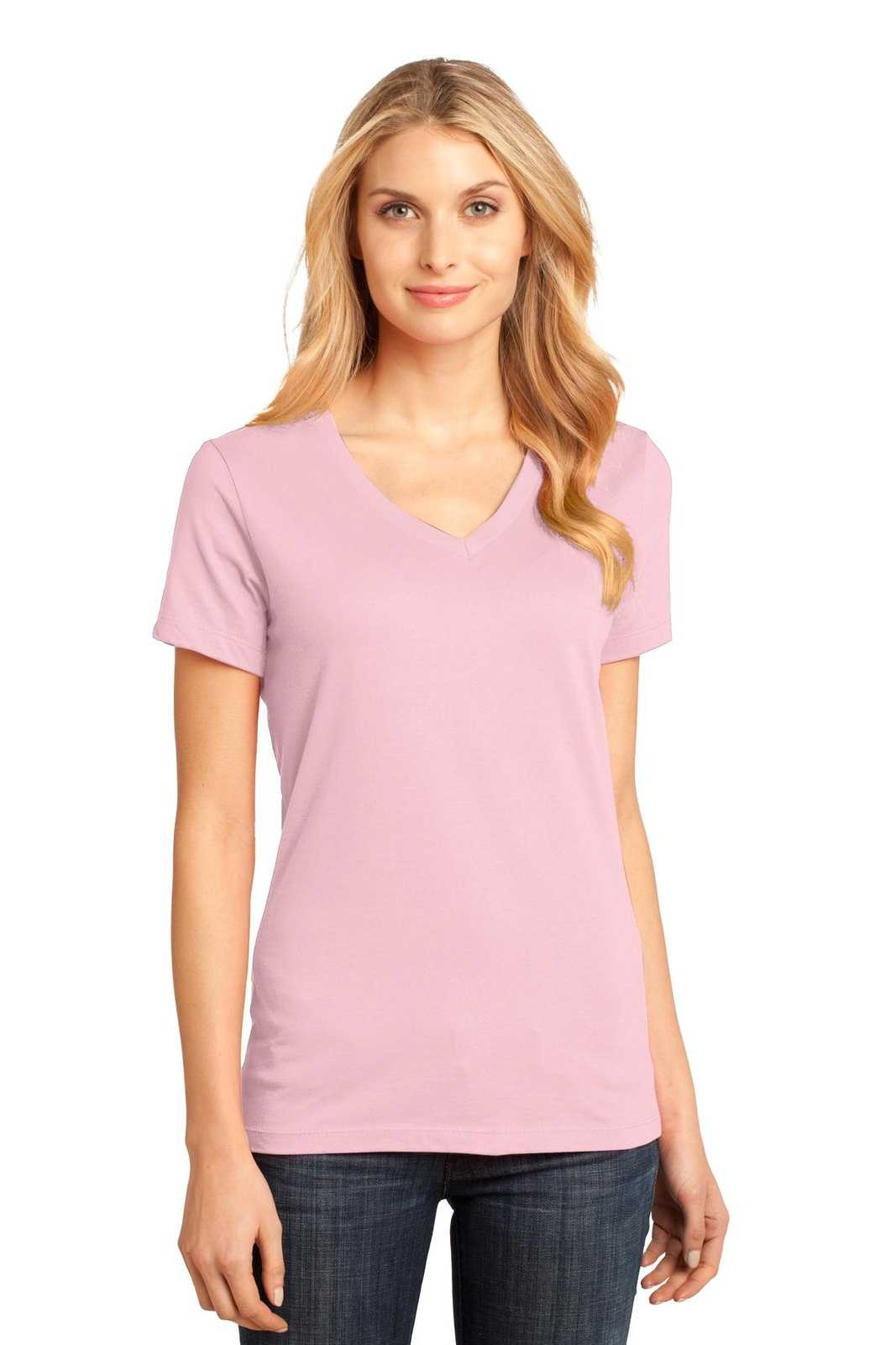 District DM1170L Women's Perfect Weight V-Neck Tee - Light Pink - HIT a Double - 1