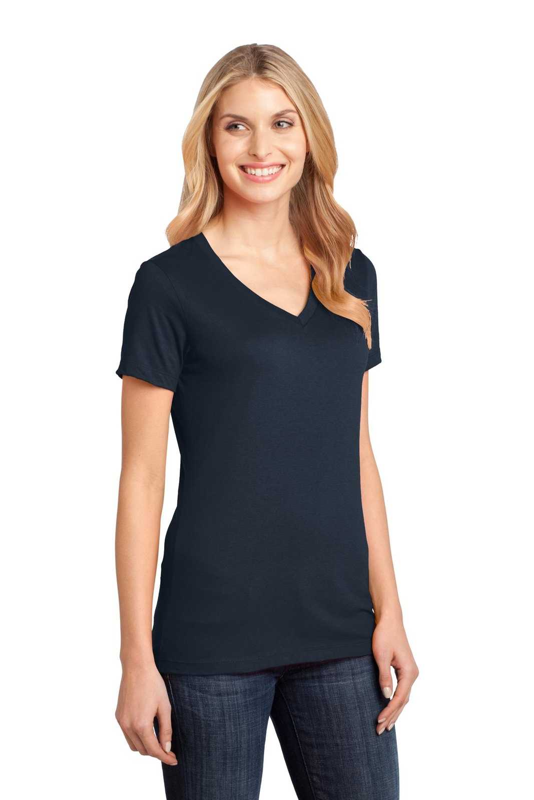 District DM1170L Women&#39;s Perfect Weight V-Neck Tee - New Navy - HIT a Double - 4