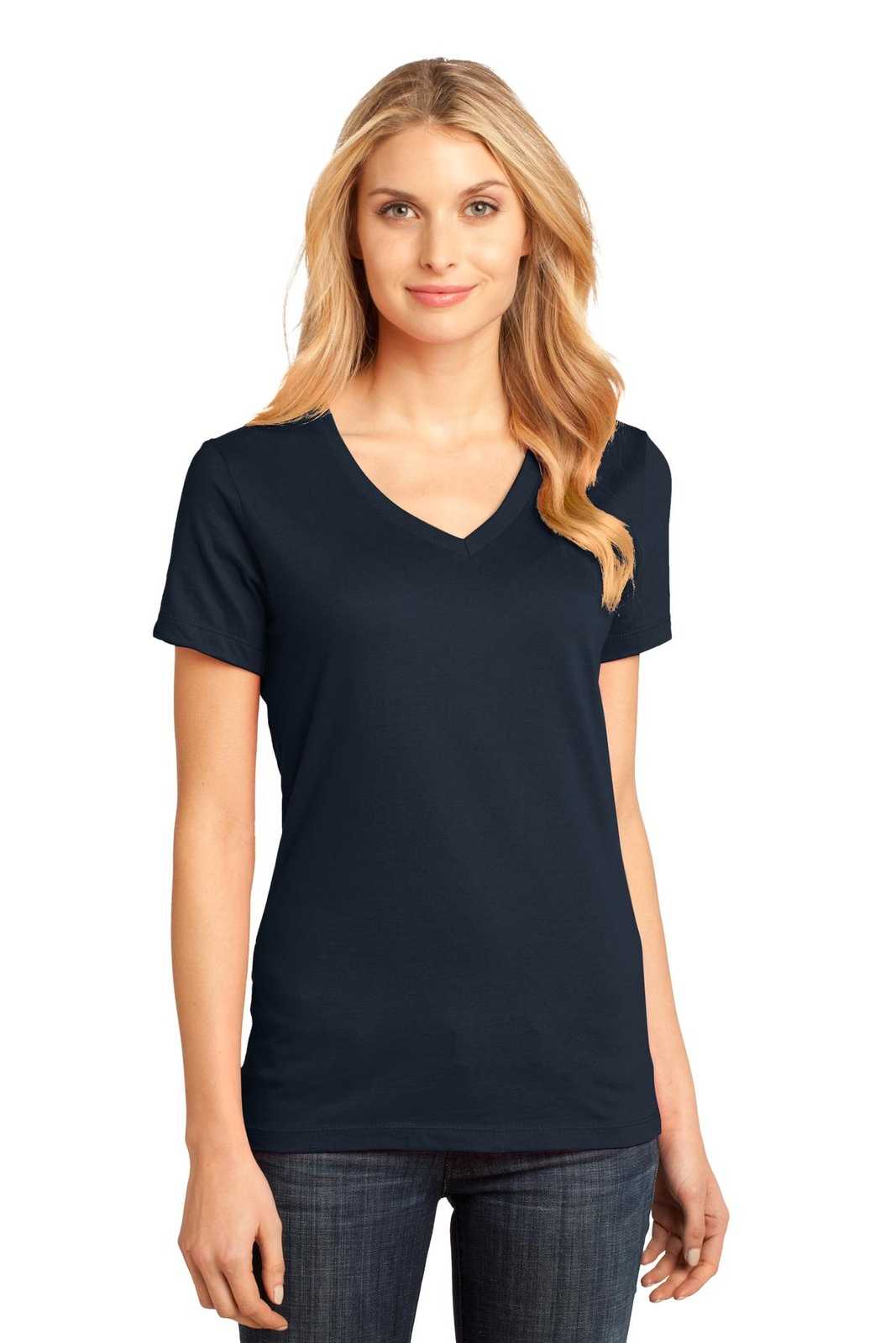 District DM1170L Women&#39;s Perfect Weight V-Neck Tee - New Navy - HIT a Double - 1