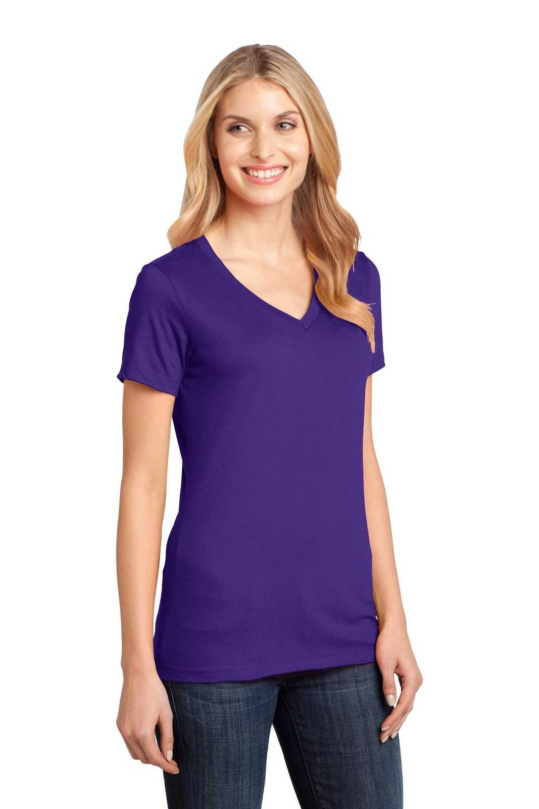 District DM1170L Women&#39;s Perfect Weight V-Neck Tee - Purple - HIT a Double - 4