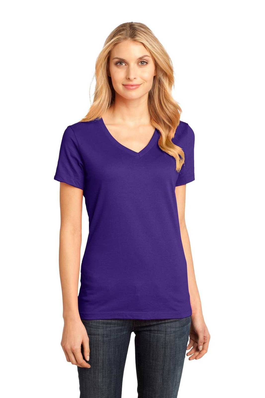District DM1170L Women's Perfect Weight V-Neck Tee - Purple - HIT a Double - 1