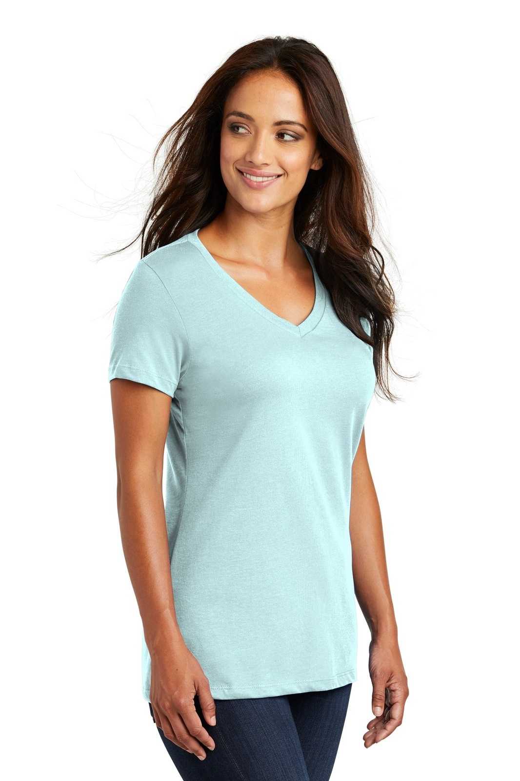 District DM1170L Women&#39;s Perfect Weight V-Neck Tee - Seaglass Blue - HIT a Double - 4